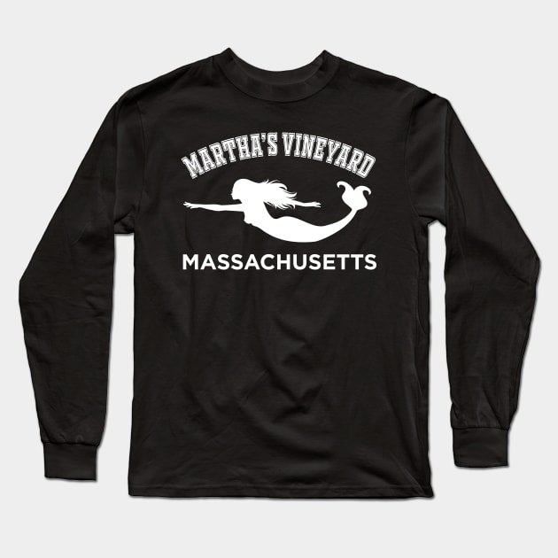 Martha's Vineyard  Massachusetts Mermaid Silhouette Vintage Long Sleeve T-Shirt by Kdeal12